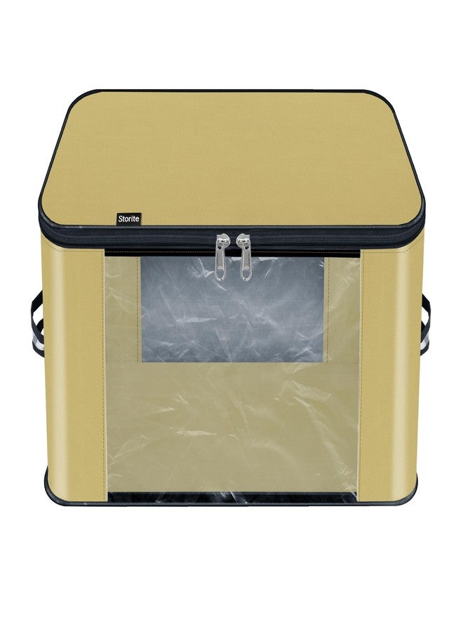 Storite 2 Pack Nylon Wardrobe Bag Underbed Moisture Proof Cloth Storage Organizer, Storage box for Clothes Saree Bags with Zippered Closure & Handle (Khaki,38x34.5x22 cm) - Image 1